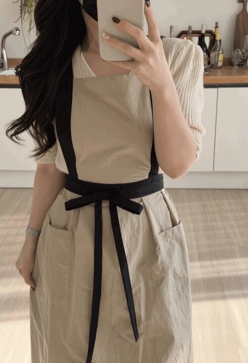 블랙바이올렛 블랙베이지 방수앞치마