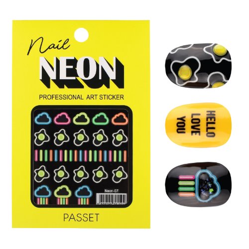 파셋 네일스티커 네온아트 Neon-07 계란,구름,비
