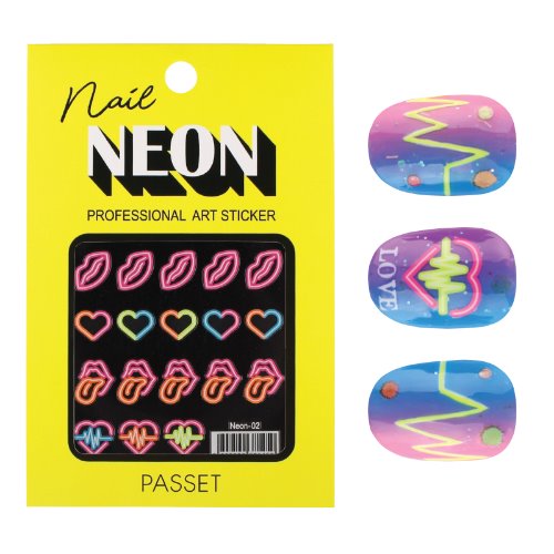 파셋 네일스티커 네온아트 Neon-02 입술,하트