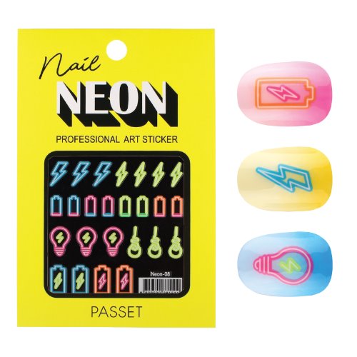 파셋 네일스티커 네온아트 Neon-08 전기,전구,충전