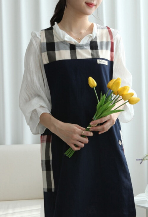 소담네이비해지 원피스형 앞치마 [ 짙은 네이비컬러의 차분한 느낌 / 예쁜 교사앞치마 추천 ]