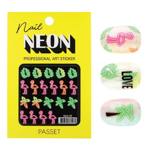 파셋 네일스티커 네온아트 Neon-05 플라밍고,야자수