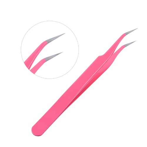 네일 다용도 핀셋 핑크 곡선형