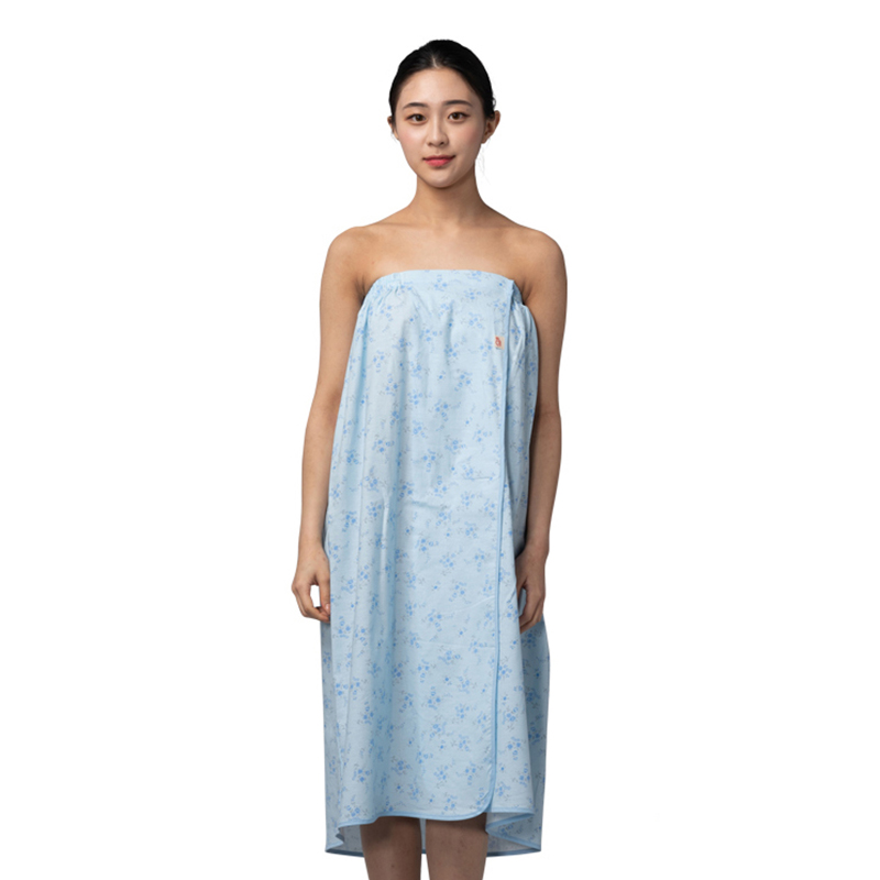 플라워 랩가운 스카이블루 속가운 마사지 가운