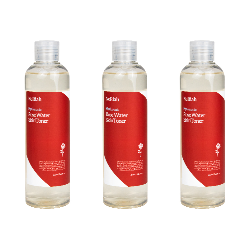 네리아 히알루론산 장미수 로즈 스킨토너 250ml 3개묶음 진정 약산성 수분 로즈워터 93% 장미꽃수