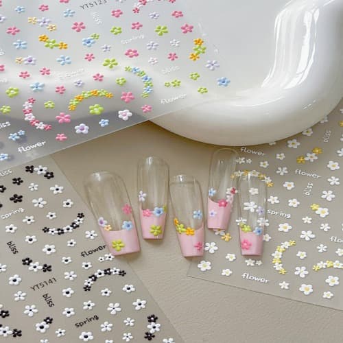 입체 파스텔 데이지꽃 플라워 네일 스티커