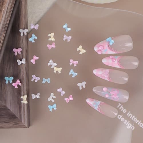 마카롱 미니 리본 네일 파츠 100개입